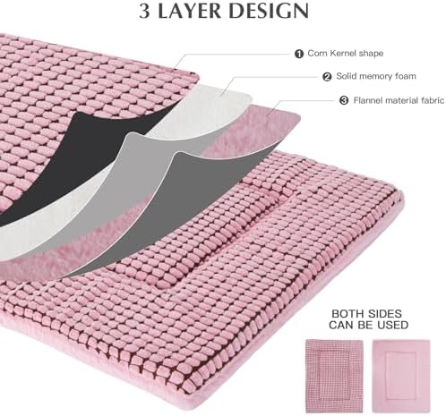 BVAGSS Reversible Dog Crate Pad, Memory Foam Pet Bed Mat, Soft Warm Machine Washable Sleeping Kennel Mattress for Small Medium Dogs XH079 (36''x23''x1.6'',Pink)