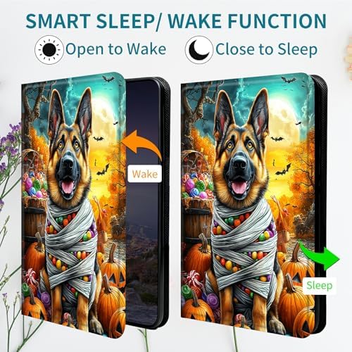 Case for Samsung Tab A11 8.7" 2025/Galaxy Tab A9 8.7" 2023, 360 Degree Rotating Stand with Multi-Angle Vertical & Horizontal Viewing Shockproof Protective Shell for Women Men, Pumpkin Puppy