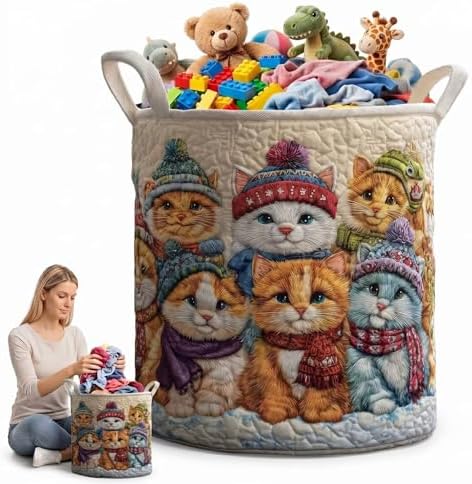 Foldable Oxford Cloth Laundry Basket, Large Clothes Storage Organizer with Handle, Laundry Hamper for Home(20" x 28")