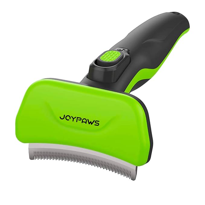 Pet Grooming Brush for Dogs and Cats, Green, Effectively Reduces Shedding by Up to 95%, Self-Cleaning, Long or Short Hair Remover for Medium Dogs & Cats