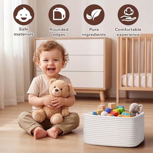 Storage Baskets for Shelves, 4 Pack Shallow Basket