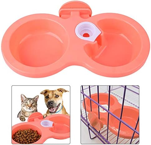 Zerodis Puppy Double Bowl, Puppy Double Bowl Stainless Steel Dog Bowl Pet Cat Dog Puppy Double Bowl Hanging Food Water Feeder for Crate Cage Small ()