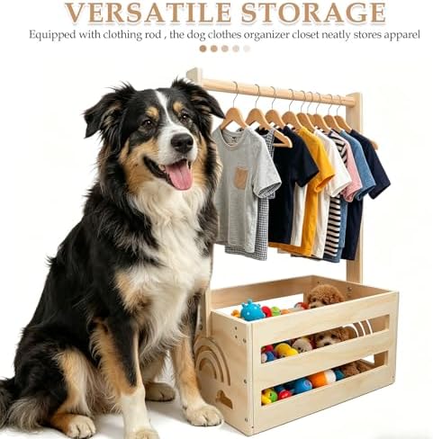 Pet Wardrobe Closet with Hangers - Clothing Rack & Toy Storage for Dog Cat - Practical Organizer for Pet Supplies, Home Decor & Dog Gear Tidying