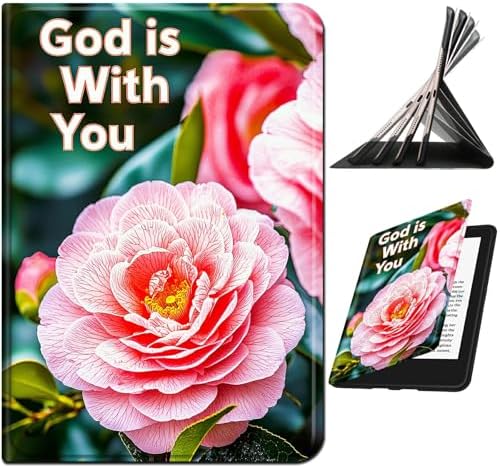 for Samsung Galaxy Tab A9 8.7 Inch 2023 (SM-X110/X115/X117) Case | Slim Leather Smart Cover with Multi-Angle Anti-Slip Stand [Auto Wake/Sleep] Shell for Women Men - Pink Peony