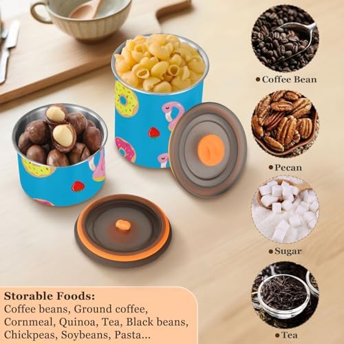 Flamingo Pool Floats Coffee Canister with Lid Airtight Food Storage Containers 17OZ Stainless Steel Canisters Kitchen Food Organizer for Beans, Cereal, Pasta, Flour, Sugar, Snacks