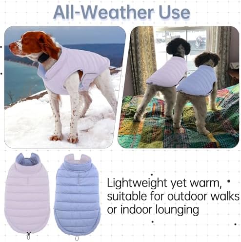 Lelepet Reversible Dog Coat Windproof Dog Puffer Jacket Lightweight Vest