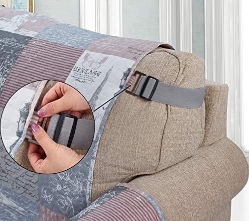 Brilliant Sunshine Latte Grey Paris & Toile Patchwork Couch Cover, 70" seat | Quilted Sofa Cover, Living Room & Bedroom Furniture Protector, Large Washable Slipcover for Pets, Dogs & Cats