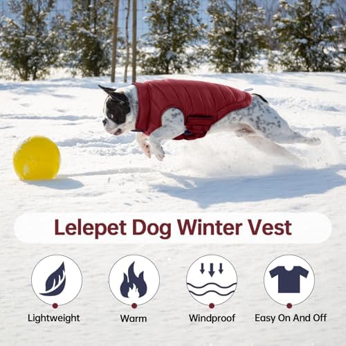 Lelepet Reversible Dog Coat Windproof Dog Jacket Lightweight Puffer Vest