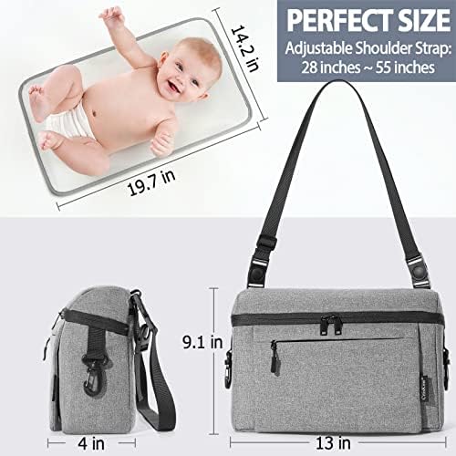 Universal Baby Stroller Organizer Large Space with Insulated Cup Holder Detachable Diaper Bag Adjustable Shoulder Strap Fits All Strollers (grey)