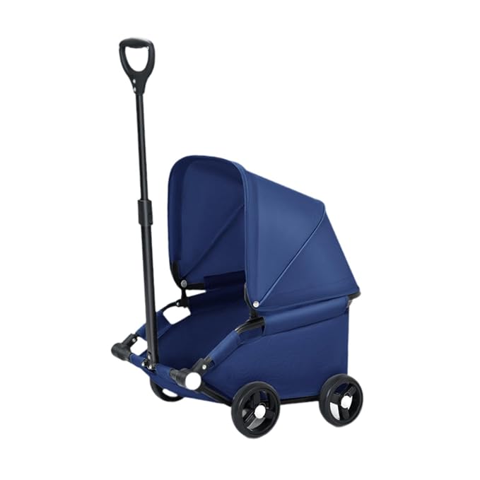 Dog Stroller Pet Stroller Dog Cart Pet Carrier with Compact Fold to 25cm Safe Buckles Anti Slip Wheels Oxford Suitable for Walking Errands Publ, Dark Blue
