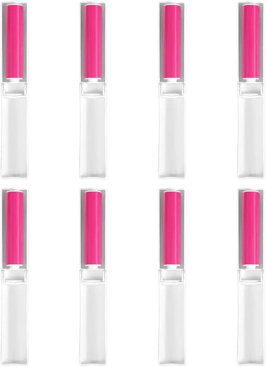 8 Pack Small Washable Reusable Lint Roller, Travel Size Gel Sticky Lint Roller, Portable Foldable Stick It Pet Hair Remover Cleaner for Clothes Furniture Household (Red)