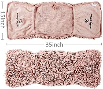 Patas Lague Absorbent Dog Towel for Drying Dogs Large, 35''x15'' Extra Large Microfiber Quick Drying Pet Bath Towel with Hand Pockets, Machine Washable Pet Shammy Pink