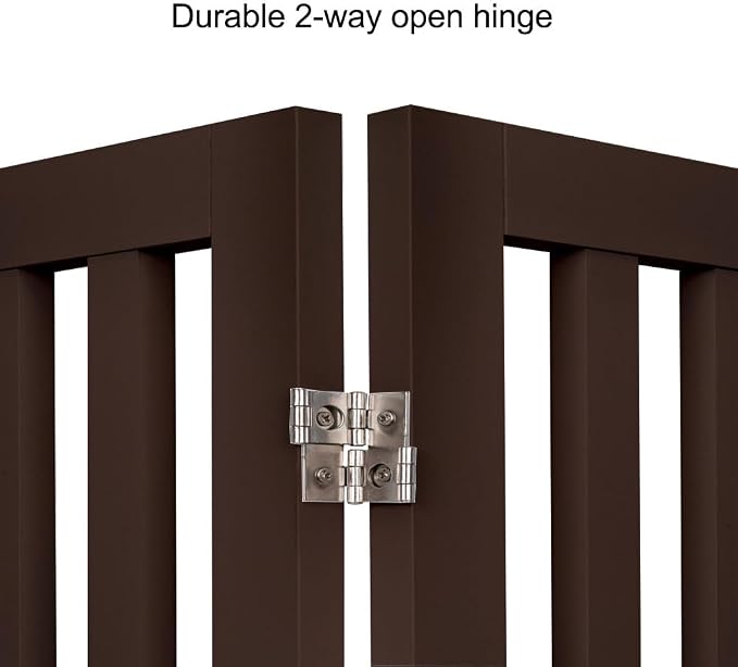 unipaws 36”H Free Standing Pet Gate for Dog Cat, 40”Wide Wooden Dog Gates | Foldable Pet Fence for Doorway, Stairs, Step, Expandable Doggy Barrier, Indoor Use