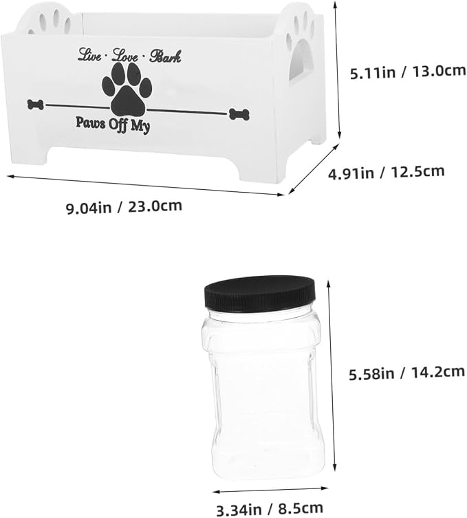 GANAZONO Wooden Dog Food Storage Box with 2 Airtight Canisters Pet Treat Organizer Stand Home Snack Crate for Dogs Sturdy Sealed Food Container for Kitchen Use