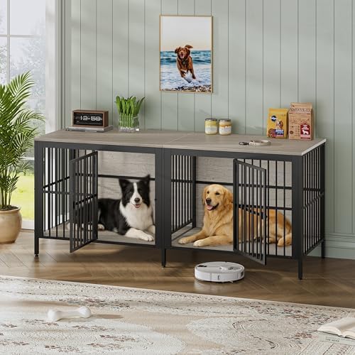 Pet Dog Poultry Cage, Outdoor Chicken and Livestock Cage, Hamster | 3-in-1 furniture: dog crate, TV stand, side table. Heavy-duty steel & particleboard. 150LBS top/bottom load. Escape-proo