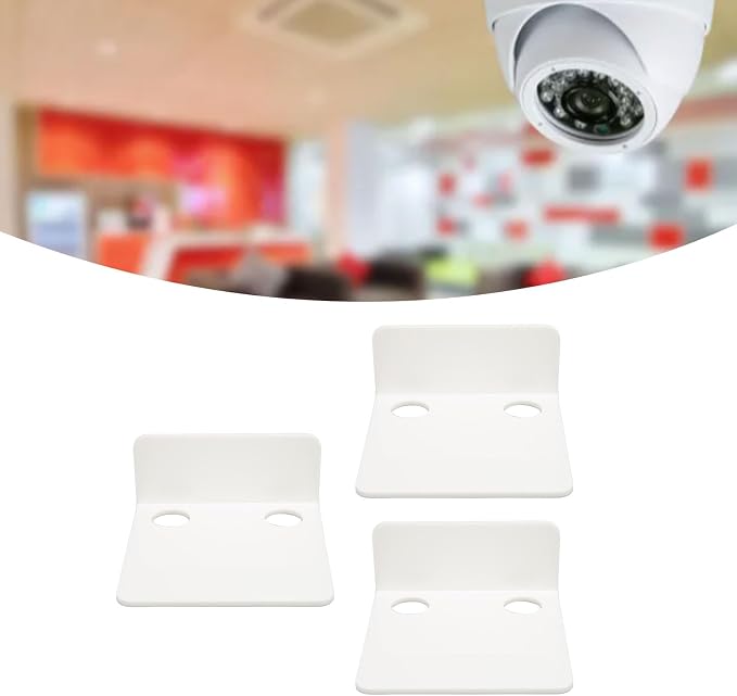 TOPINCN 3 PCS Small Security Cameras Wall Shelf, Wall Mounted Camera Tray, Floating Shelf Set, Wall Bracket with 6 Cable Clips & 10PCS Adhesive Tapes for Monitors Speakers (White)