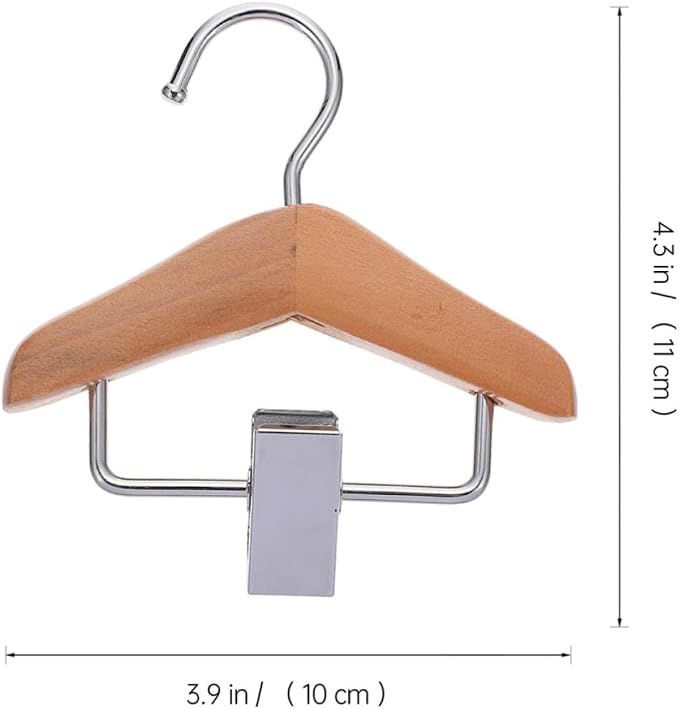 2pcs Pet Clothing Hanger Dog Pants Clip Rack Wood Black Brown | Stainless Steel Clamp, Holds Pet Clothes Neatly, Practical Organizer for Dogs Clothing, Gift for Pet Owners