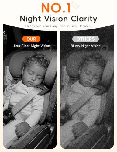 S100C Baby Car Camera with Crystal Clear Night Vision in Total Dark, USB Powered, Adjust Brightness & 1080P 5" IPS Monitor, 3X Zoom & 360° Rotating Car Seat Camera for Rear or Forward-Facing Infant