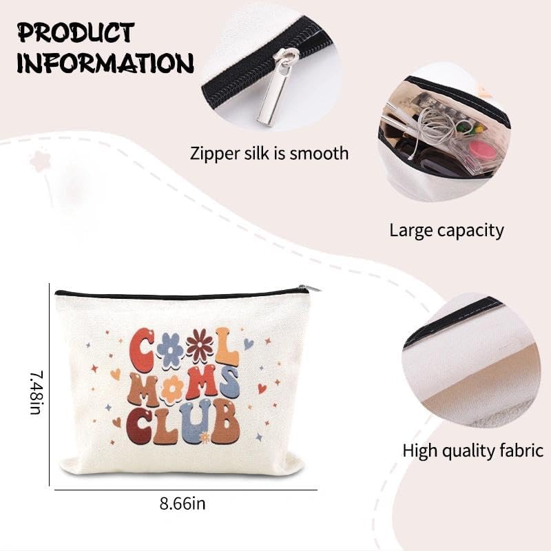 Cool Mom Club Bag Gift Mothers Day Gifts for Mom from Daughter Son New Mom Essentials Must Haves Mother Cosmetic Pouch Mother Travel Makeup Toiletry Bag Mama Christmas Birthday Gift Idea Mommy Present