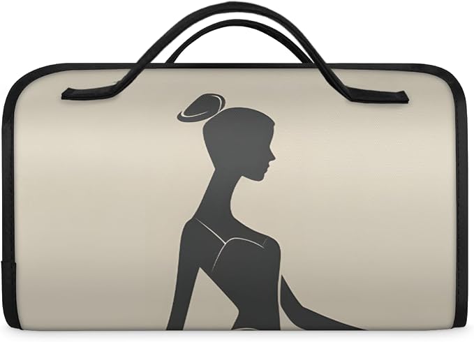 Ballerina Makeup Bag for Women Hanging Roll-Up Travel Organizer Toiletry Kit with 4 Removable Compartments, Modern