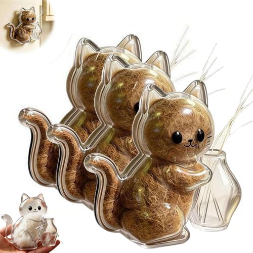 Cat Whisker Holder Fridge Magnet,Pet Hair Storage Capsule,Clear Cat-Shaped Pet Keepsake Box,Cats Hair Container FridgeMagnet,Refillable Cute Cats VaseMagnet,Cat Hairs CollectionBottle for PetsLovers