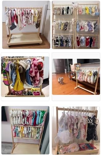 SYUFRE Dog Garment Rack Pet Armoire Wardrobe Wooden Dress Up Clothes Storage Small Dog Closet Pet Clothes Organizer Accessories for Doll Cat and Puppy (Color : Square Three-Layer), 10200230