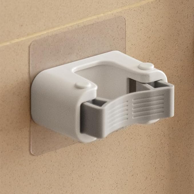 Broom Holder Wall Mount Self Adhesive, No-Drill Mop Grip Single Clip | Thick silicone loops stop slipping & scratching on mops, brooms, umbrellas.(Single clip)