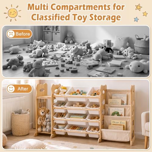 Toy Storage Organizer 60.7'' L | Bookshelf, Stuffed Animal Storage