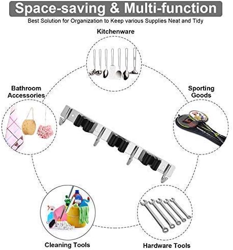 Broom Mop Holder Wall Mount,Favbal Garage Organization Tool Organizer Storage Broom Closet Kitchen Organization Heavy Duty Garage Tools Hanger with 3 Racks 4 Hooks for Home Kitchen Garden Laundry Room | Garage, Closet, Kitchen & Laundry Room Storage fo...