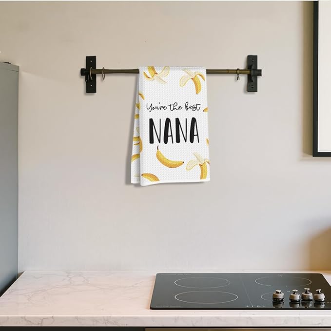 Nana Gifts Banana Kitchen Towels 24x14 Inch, Nana Gift from Grandkids Reusable Dish Towels for Kitchen Bathroom Decor, Waffle Weave Absorbent Hand Cloth Tea Towel, Grandma Gifts for Mothers Day