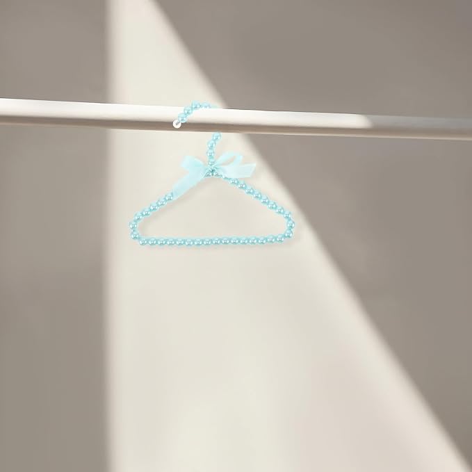 Garneck 4pcs Mini Pearl Pet Clothes Hanger Rack for Dog and Cat Clothing, 20cm Sturdy Plastic and Iron Wire Organizer with Elegant Design for Home and Grooming Salons