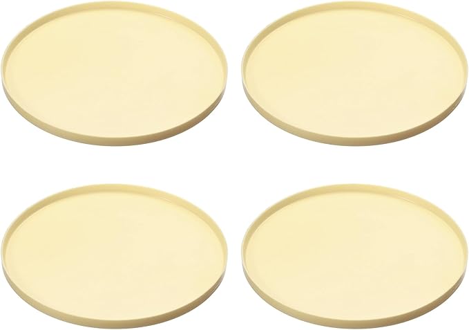 Cat Food Mat, 7x7 Inch Silicone Pet Feeding Mat Non-Slip Round Waterproof Dog Water Bowl Tray Raised Edge Protects Floors (2Pcs, Beige), Intended for Pets Bowl/Fountain