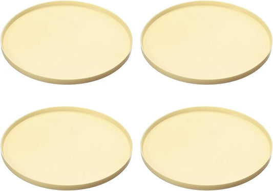 Cat Food Mat, 7x7 Inch Silicone Pet Feeding Mat Non-Slip Round Waterproof Dog Water Bowl Tray Raised Edge Protects Floors (2Pcs, Beige), Intended for Pets Bowl/Fountain