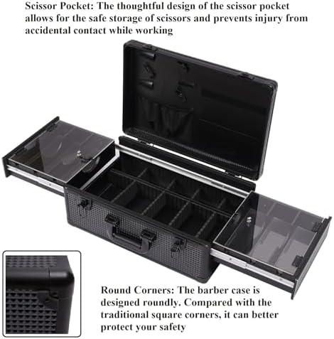Beauty Salon Barber Case,Hair Stylist Tool Kits Organizer,Professional Barber Travel Carry Case for Hair Scissors Tools Hair Stylist Pet Groome,Barber Carrying Case with Code Lock (Large Black)