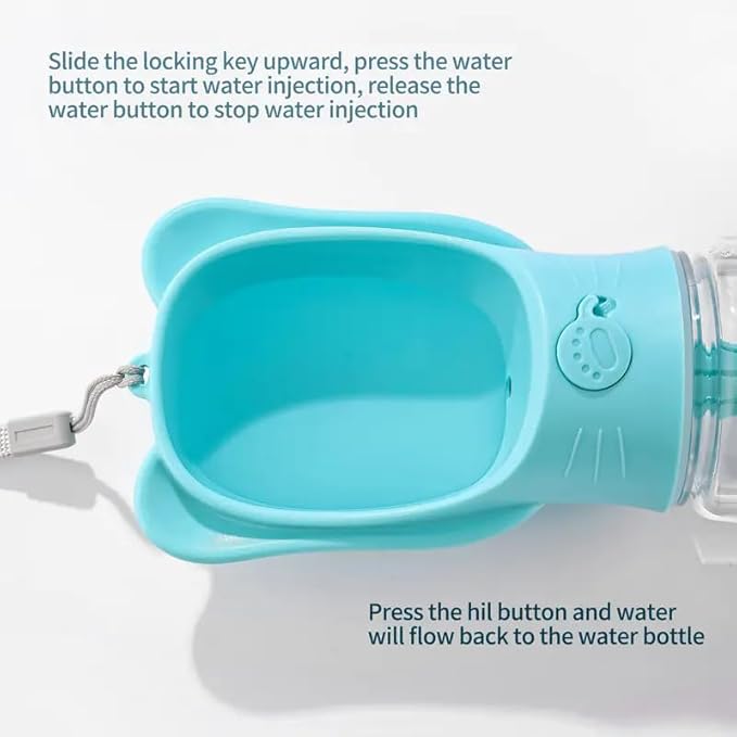 Generic Outdoor Water Bottle for Dogs, 12 OZ, Blue, 350 ml, Dog Travel Water Bottle with Food Container, Leak Proof, Portable, Durable ABS Plastic, Gravity-Fed, Pet Accessory