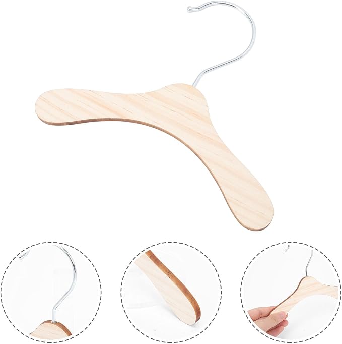 10pcs Wooden Pet Clothes Hanger 16cm Silver Stainless Steel Organizer | Dog Clothing Storage Shelf, for Pet Owners, Compact Home Closet Use, Supports Orderly Hanging of Apparel