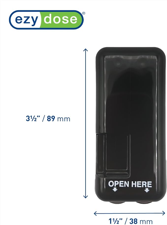 Ezy Dose Pill Cutter & Splitter, Built-in Pill Dispenser, Black | Easy-Cut Stainless Steel Blade for Tablets, Vitamins, Medication, Portable Pill Cutter for Seniors, Pets, Travel-Size