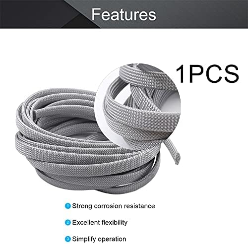 Othmro 16.4ft/5Meter PET Expandable Braided Cable Sleeve, 3/8 Inch Flexible Wire Loom Cord Protector, Cable Management Sleeve Cord Cover for Audio Video Cable Protectors from Pets(1Pc Grey)