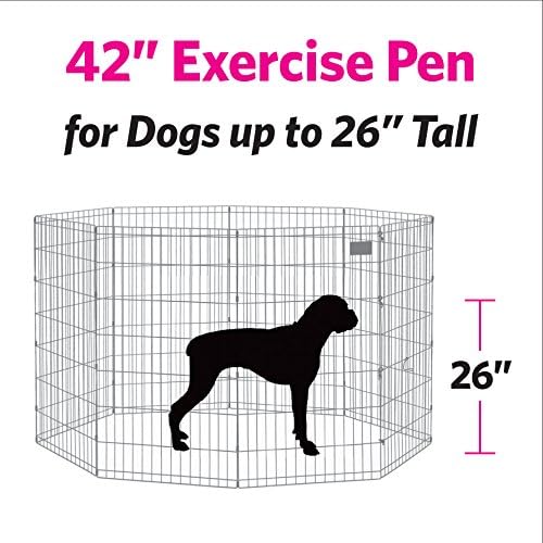 MidWest 42-Inch Exercise Pen, Single Door, 16 Sq Ft Play Area | for Indoor and Outdoor Use, Large Door Opening & Secure Latch, Easy to Set Up, Foldable Playpen