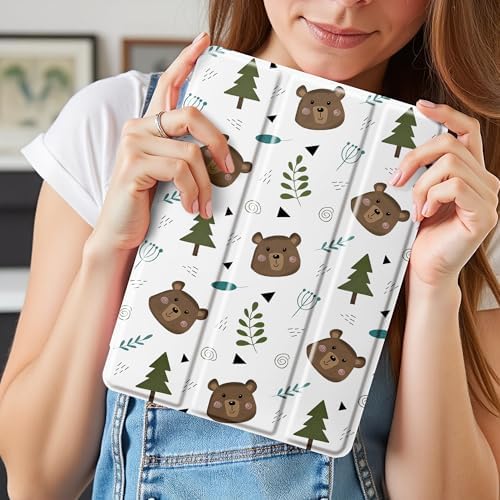 Cute Lovely Bear Case for 10.5" iPad Pro(2017)/iPad Air 3, Clear TPU Smart Stand Back Cover with Pencil Holder, Auto Wake/Sleep Foldable Shockproof Protective Case