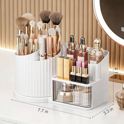 Anyoifax 360 Rotating Makeup Brush Holder Make Up Brushes Organizer, White