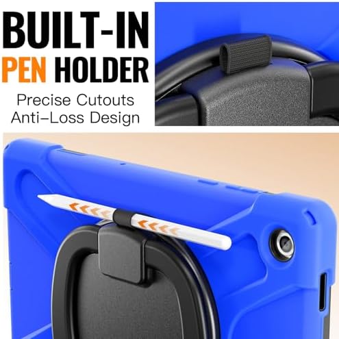 Rugged Protective Case Compatible with Samsung Galaxy Tab A11 Plus/A11 + 11" 2023 SM-X230, Military-Grade Shockproof Cover with 360° Rotating Stand & Built-in Screen Protector (Blue)