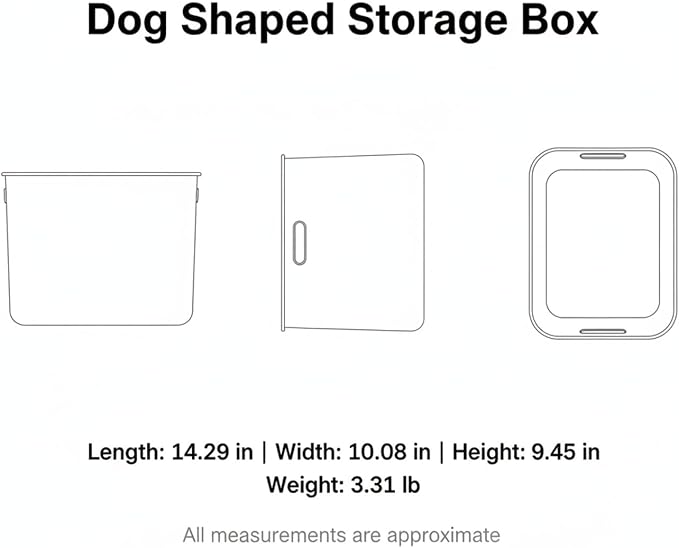 Dog Shaped Storage Bin with Lid and Handle, Decorative PP Plastic Organizer Box for Home, Office, and Craft Supplies