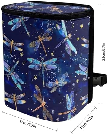 Car Trash Bin Collapsible Car Organizers and Storage for Front Seat Multipurpose Trash Bag Automotive Garbage Can Car Accessories Interior Car Organizer, Dragonfly Pattern