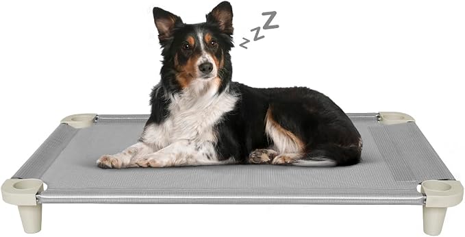 Acrimet Cooling Elevated Pet Dog Bed, Washable and Breathable Mesh Cot, Stainless Steel Frame, Indoor & Outdoor Use, fits Dogs up to 110 lbs (Size: 40” x 24”), Gray, 1 Unit