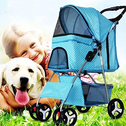 Dog Stroller, Pet Strollers for Small Medium Dogs & Cats, 4 Wheels Dog Jogging Stroller Folding Doggy Stroller with Storage Basket Traveling Strolling Cart,Purple