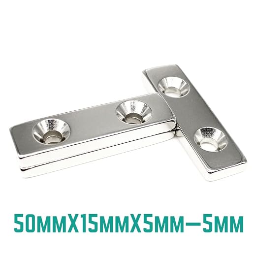 1/2/5/10/20PCS 50x15x5-5mm Long Strip Block Neodymium Holes 5mm Countersunk Quadrate Permanent NdFeB 50 * 15 * 5-5 m Magnets(1PCS)