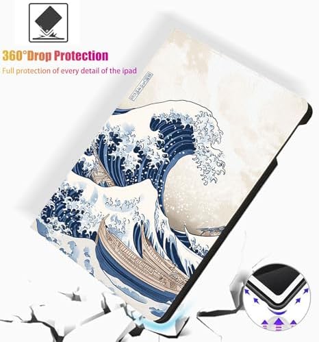 for Microsoft Surface Pro 11/10/9-13" 2024/2022 Tablet Case,Auto Wake/Sleep,Adjustable Stand Protective Cover - Japanese Waves