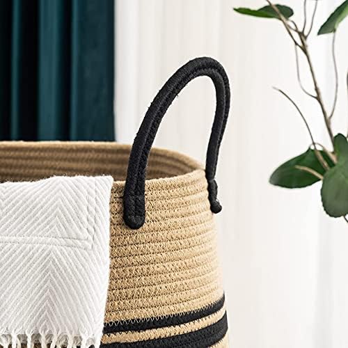 Large Laundry Basket Hamper Woven Blanket Basket Clothes Hamper | 105L Tall Clothes Hamper, Rope Wicker Laundry Basket, Storage Basket for Toys, Dirty Cothes in Bedroom, Living Room Organizer