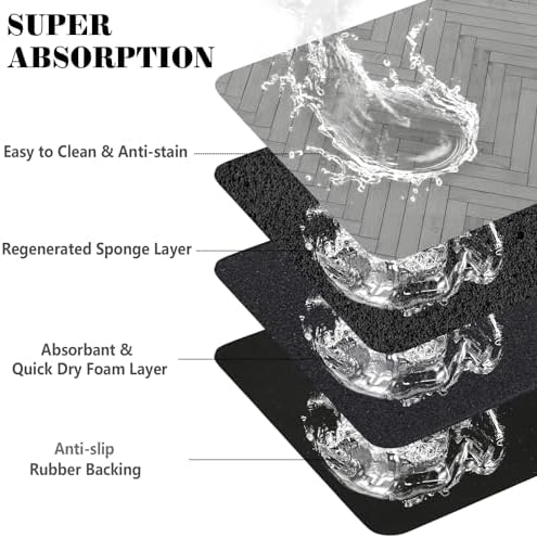 Dog Food Mats for Floors Absorbent, Pet Cat Food Mat - Quick Dry Dog Bowl Mats for Food and Water